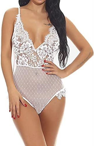 Zceras セクシーなメッシュシーススルーワンピースの女性の下着深いvセクシーなレースホルターワンピース Color Medium Size 希少 White Zceras セクシーなメッシュシーススルーワンピースの女性の下着深いvセクシーなレースホルターワンピース Color Medium Size 希少 White