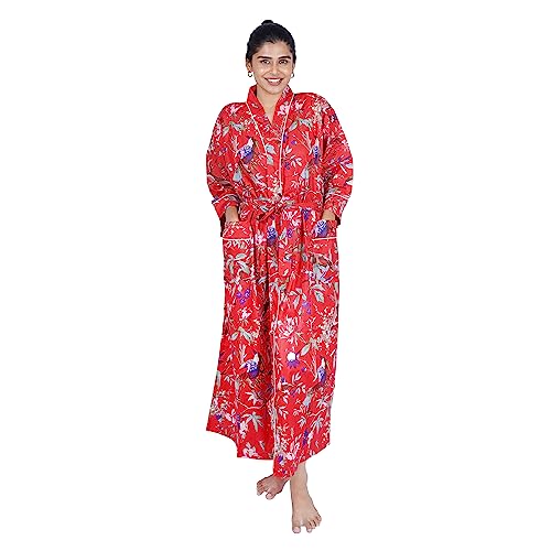 Namaste Trends Cotton Kimono Robe Dressing Gown Bird Print Pattern