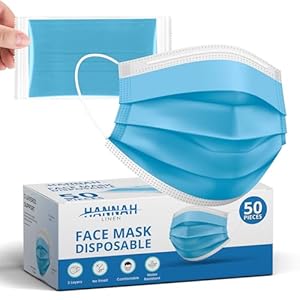 Disposable Face Masks / Safety Masks – 50 Pcs – Blue – 3 Layers Protective Face Masks For Adults and Teens, Breathable Facemasks