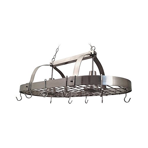 Elegant Designs PR1000-BSN Home Collection 2 Light Kitchen Pot Rack With Down Lights, Brushed Nickel thumb #3