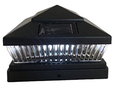 Exclusive 6 Pack Solar 6x6" Fence Post Cap Light with 5 LED Bulbs Black/Copper/Brown/White Garden Square Shape Cap Light (Black)