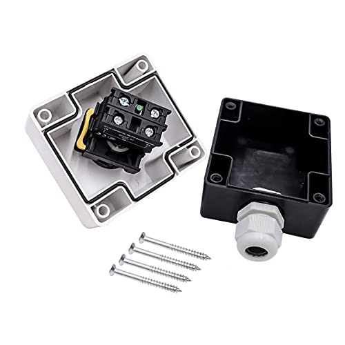 Mxuteuk 660V 10A Green Led Light Voltage 22Mm 1No Momentary Push Button Switch Box Pushbutton Switches Box With White Pg13.5 Cable Connector Box-La155-A1-10D-G #TOP4