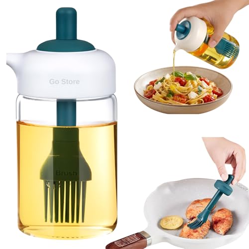 Image of Go Store Glass Oil Dispenser Bottle with 2 in 1 Silicone Brush Olive Oil Dispenser Bottle for Kitchen Cooking Baking BBQ (230 Ml)