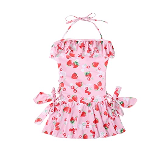 Maillot de bain 1 pièce fraise bikini lacé plage été femme