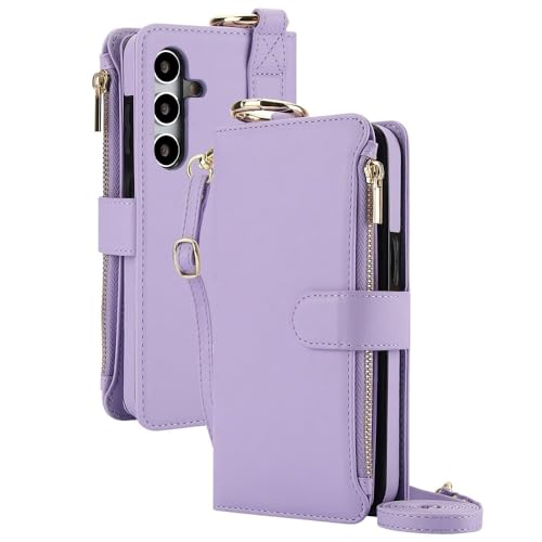Étui portefeuille cuir Samsung A55 S25 Ultra A15 S24 fermeture éclair