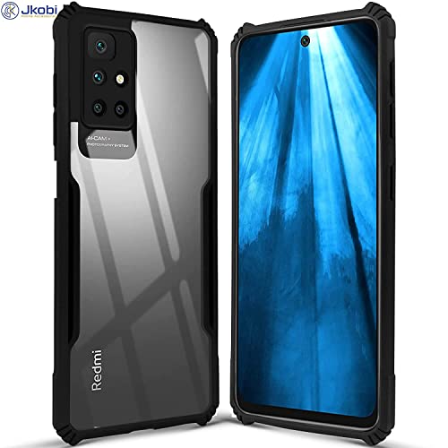 Image of Jkobi Back Cover Case for Xiaomi Mi Redmi 10 Prime (Crystal Glass Back | Camera Protection | Shockproof Bumpers | Professional Black)