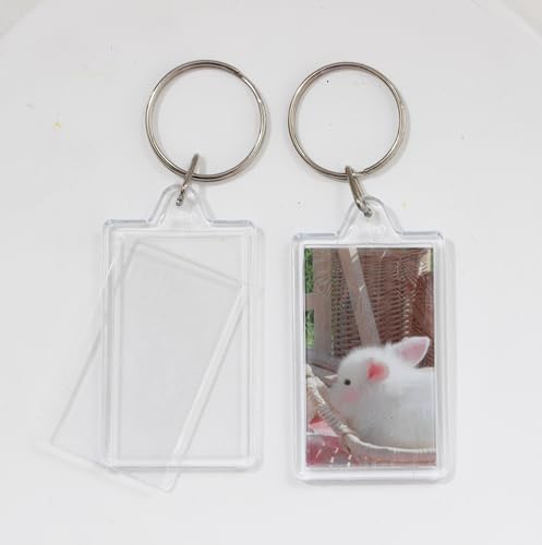 Image of BetterJonny 20Pcs Acrylic Picture Keychain Blanks in Clear Acrylic Picture Frame Keyrings