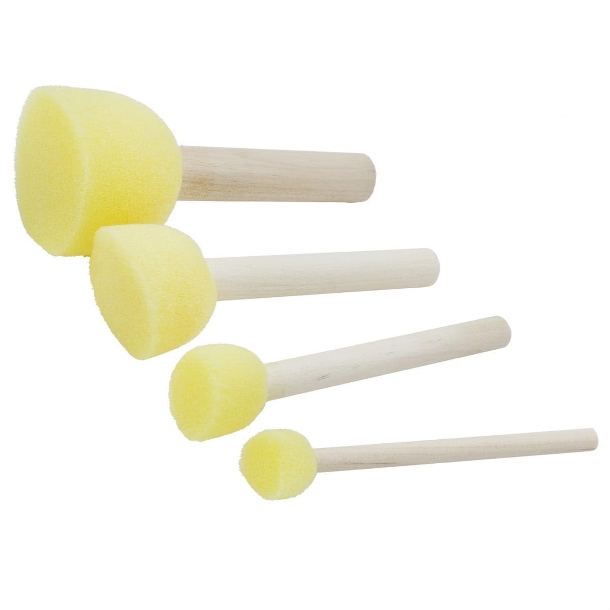 53ARTS 4Pcs Round Stencil Sponge Dabber with Wooden Handle, Foam Brushes Set, Stippler Painting Tools, DIY Arts & Crafts Tool Supplies with Different Sizes (Yellow) 2