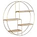 IDMarket - Etagère murale ronde LILY 4 niveaux bois et métal doré design industriel