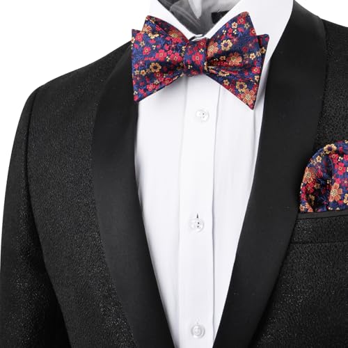 Image of Alizeal Mens 2pcs Floral Self-tied Bow Tie Pocket Square Set