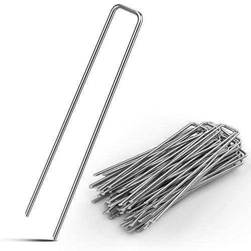 Piquets de Fixation - Lot au Choix 50/100/150/200 - Acier Ø2,7mm Tête Plate - Sardine Piquet Terre Tente Jardin, Nombre:50er Set Cover