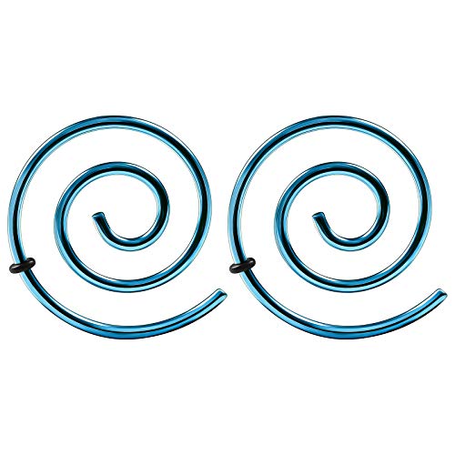 BIG GAUGES Pair of Surgical Steel Anodized 14gauges 1.6 mm Light Blue Spiral Expander Ear Plugs Piercing Stretcher Lobe Earring BG2816