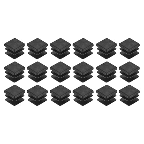 Image of uxcell 18Pcs Square Plastic Plugs, 18 x 18mm /0.71 x 0.71inch PE Pipe Tubing End Caps for 14-16mm /0.55-0.63inch Square Tube Furniture Chair Leg, Black
