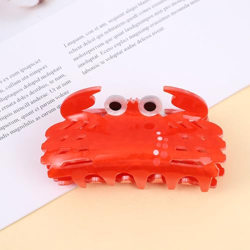 Crab Shape Hair Claw Clip Dopamine Sea animal Non-Slip Hair Accessories 3.2" X 2" for Thin Hair Women Girls, Red Crab