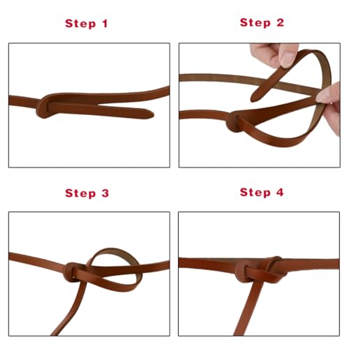 uxcell Adjustable Belt Leather Skinny Waistband No Buckle Fit to Dress for Women4