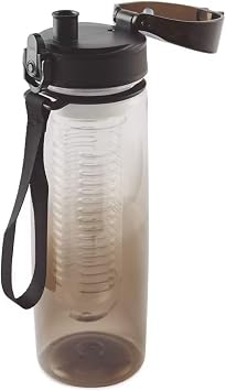 Flavour Infused Drinking Bottle   700ml Fruit Infuser Water Bottle   Leakproof Sports Bottle with Infusion Chamber   BPA Free   Available in Blue, Black, Green, Purple Black