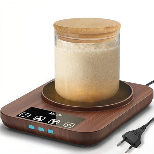 Aukimo Sauerteigstarterwärmer, Wärmeplatte Präzise 1℃ Thermostat (21-38℃), 12H Timer, Automatische Ein/Aus-Funktion mit Speicher, Wärmegerät Ideal für Brotbacken & Fermentation