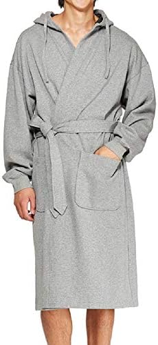 Hanes Men's Athletic Fleece Hooded Robe, Smoke Heather, One Size Fits Most