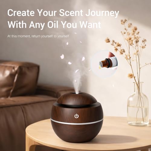 Image of 300 ml Essential Oil Diffuser for Home - Ultrasonic Aroma Diffuser for Home Electric with LED Light & Upto 16 Hrs Mist