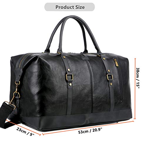 BAOSHA Faux Leather Travel Duffel Tote Bag Overnight Weekender Bag for Men and Women HB-14 (Black) by Baosha - Used condition - Image 5
