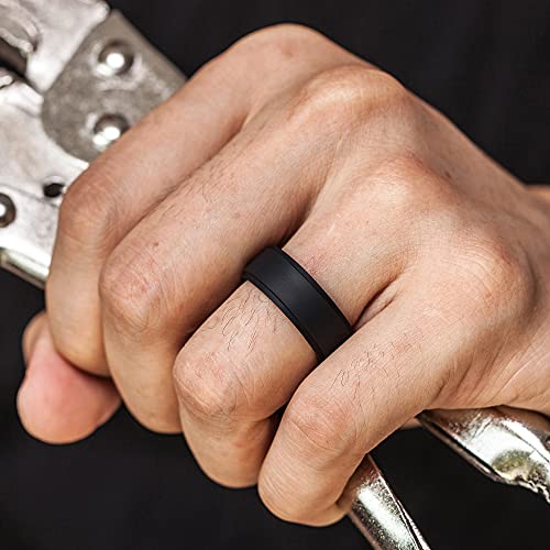 ThunderFit Silicone Rings for Men, Breathable Patterned Design Sleek Step Edge 8mm Wide 2.2mm Thick - 1/2/3/4/5/6/7 Variety Multipack3