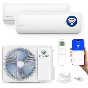 ZENIRO Klimaanlage Multi Split Klimagerät Set Air Conditioner mit Heizfunktion (2x 2,6kW (jeweils bis 45 m²) | Außen: 5,3kW)