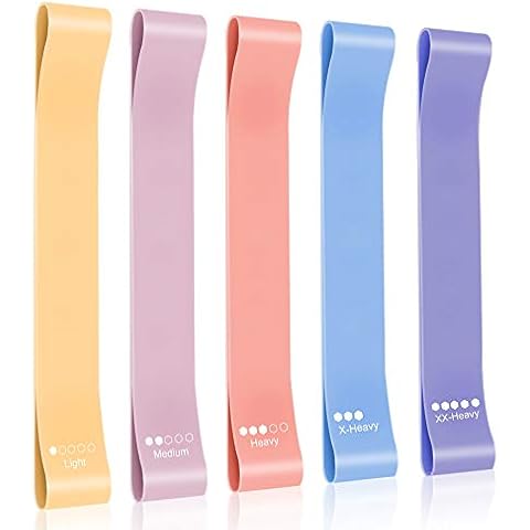 Resistance Bands - SHANGJ Macaron Colored Exercise Bands, Fitness Stretch Bands Resistance Set Fit for Men/Women, with 5 Fitness Levels Carry Bag Cover
