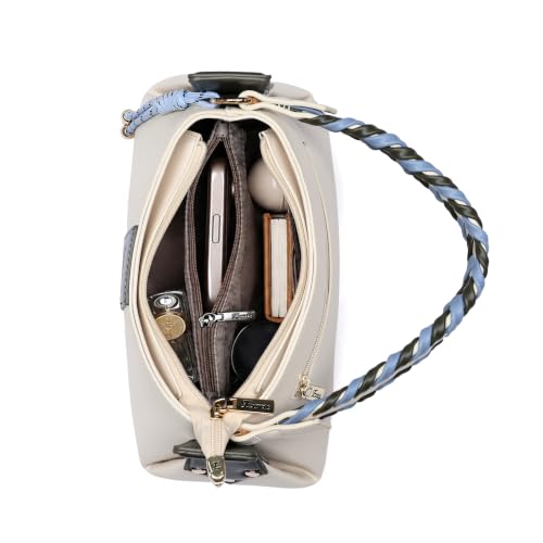 Image of EXOTIC Noire Twist Structured Handbag with Braided Handle & Multi-Compartment Design