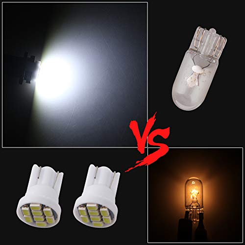 Grandview White T10 Led Car Light Bulbs W5W 194 192 168 2825 Wedge 8-Smd 1206 Led Car Replacement Bulbs Side Marker Dome Map Interior Lamps Auto Car Truck Led Light 12V 10-Pack #TOP2