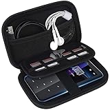 BOVKE MP3 MP4 Player Case Hard Travel Bag for Aiworth MP3 Player iPod SOULCKER Grtdhx Sony Walkman Sandisk Music Player for Walking Running, Extra Pockets for Earbuds, USB Cable, Memory Cards, Black