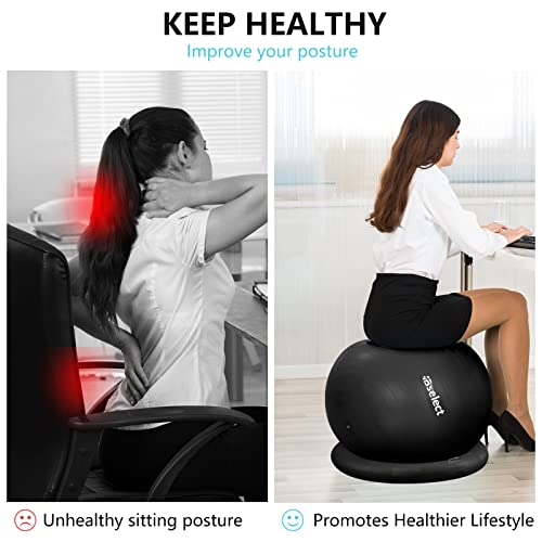 Hbselect Exercise Ball Chair &Anti-Slip Stability Base & Resistance Bands, Extra Thick Anti Burst Swiss Gym Ball For Yoga, Pilates, Birthing Pregnancy #TOP1