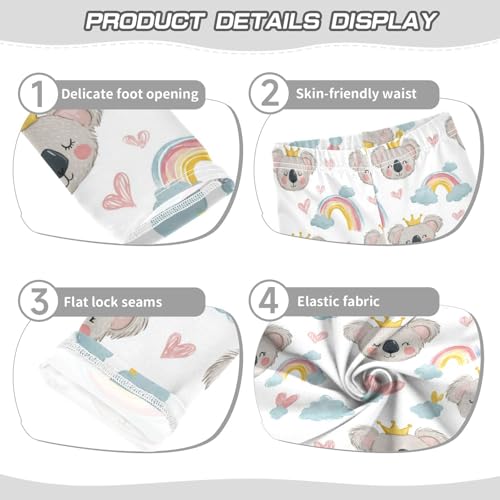 Girls Leggings Rainbow Crown Koala Kids Ankle Length Leggings Pants Athletic Yoga Pants Toddler Tights Trousers 4T3