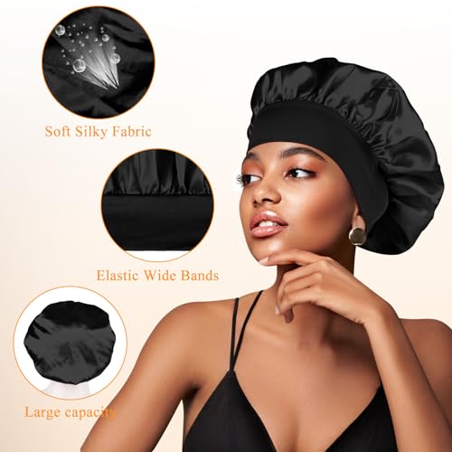 بونيه من ديمارك، باللون الأسود، مصنوع من الساتان السيلك للجنسين، بتصميم قلنسوة للنوم