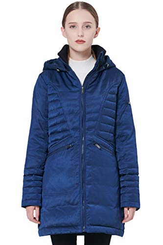 Orolay Women s Puffer Thickened Down Jacket Winter Hooded Coat Navy L