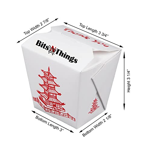 Bits N Things Pagoda Chinese Take Out Boxes With Wire Handle 16 Oz/Pint Size (25 Count) #TOP2