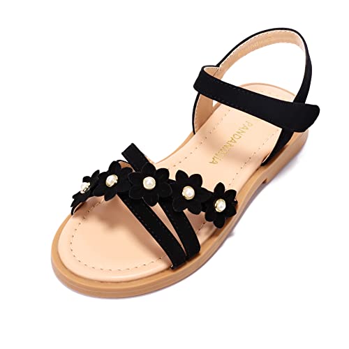 Image of PANDNAINJIA Girls Sandals Open Toe Toddler Kids Dress Summer Shoes | Open Toe Girl Sandals, Hook and Loop, Comfortable Insole, Classic Style, Flower Girl Wedding Party Daily Shoes