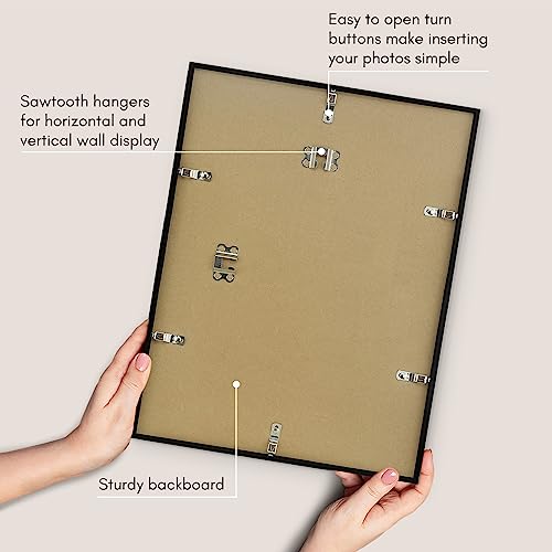 Americanflat 12x15 Picture Frame with Polished Plexiglass - Streamline Collection - Thin Border Picture Frame for Wall Display - Hanging Hardware Included - Black