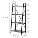 BON AUGURE Rustic Ladder Bookshelf, 4 Tier Industrial Ladder Shelf Bookcase, Standing Leaning Book Shelves for Living Room (Dark Gray Oak)
