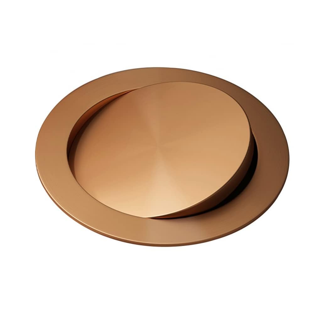 Asdchzen Gold Stainless Steel Trash Can Lid With Built In Balance Flap Cover Round Recessed Waste Chute For Countertop Brass Finish D 24Cm,-D