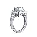 Imagen de Anillo de compromiso de promesa con banda de eternidad para mujer estilo Art Deco vintage de 2CT con circonita cúbica milgrain corte princesa cuadrado halo AAA en plata de ley