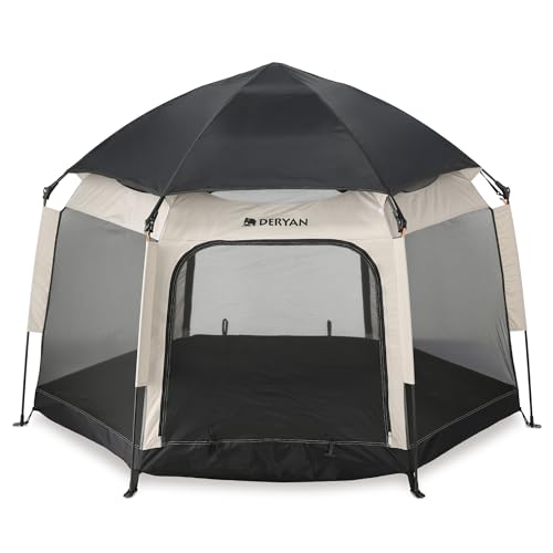 DERYAN Up-To-Go Pop-Up Reisebett & Kinderbox – Tragbare Strandmuschel für Babys & Kleinkinder – Faltbar mit Matratze & Tragetasche – Sand
