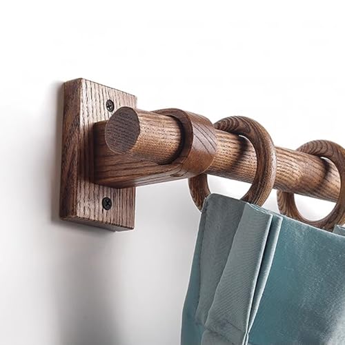 Bastone per tenda in legno color noce, ideale per camera da letto e soggiorno, lunghezza 180 cm, con accessori per tende e staffe