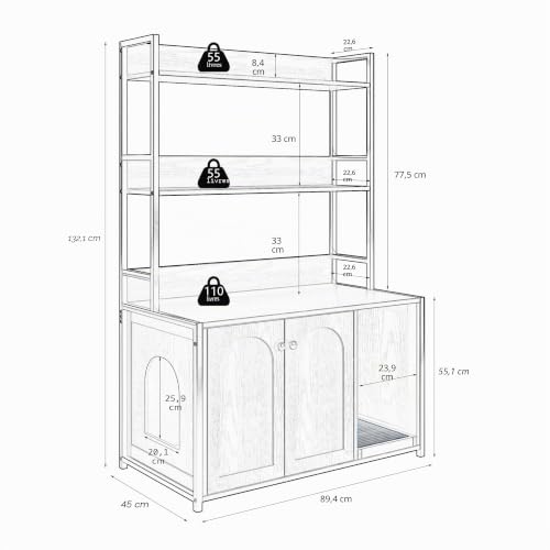 Armoire cachée bac à litière pour chat grand modèle meuble arbre à chat complet - 4