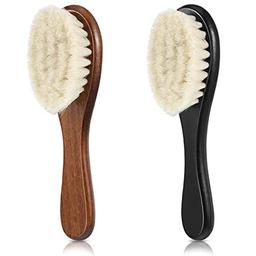2 Pieces Barber Fade Brush Men Beard Brush Neck Duster Cleaning Brush Soft Beard Brush With Wooden Handle For Barber Hair Cutting Kits (Black, Red) #TOP22