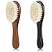 2 Pieces Barber Fade Brush Men Beard Brush Neck Duster Cleaning Brush Soft Beard Brush with Wooden Handle for Barber Hair Cutting Kits (Black, Red)