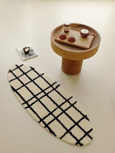 Tapete ovalado WENSHUO 47.3" x 17.72" negro y blanco miniatura 2
