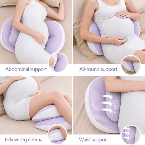 Image of Proliva Maternity Pillow | Dual Pregnancy Wedge Pillows for Back & Belly Support | Adjustable Butterfly Design | Travel-Friendly Pregnancy Pillow | Hypoallergenic Organic Cotton Cover
