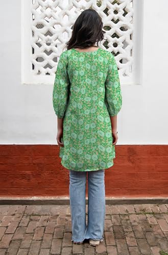 Image of Janasya Women's Georgette Floral Regular Tunic
