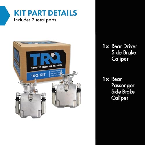 Image of TRQ Rear Driver and Passenger Side Brake Caliper Set Caliper Brackets Hardware Compatible with 10-11 Buick LaCrosse, 12 LaCrosse with Vented Rotors