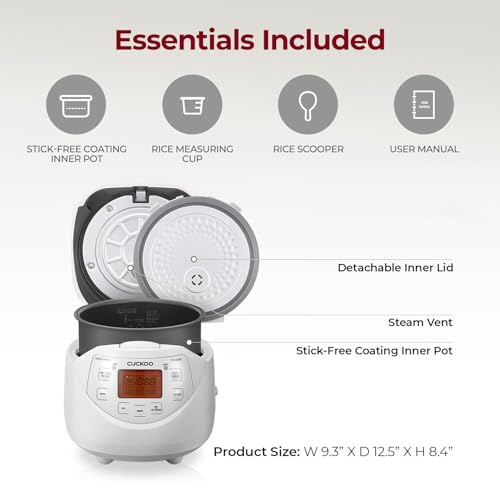 CUCKOO Micom Rice Cooker 6 Cup Uncooked / 12 Cup Cooked, Korean Fuzzy Logic Rice Cooker with Delay Timer & Keep Warm Setting, Versatile Food Steamer with Non-Stick Inner Pot, White (CR-0633F) - Image 3